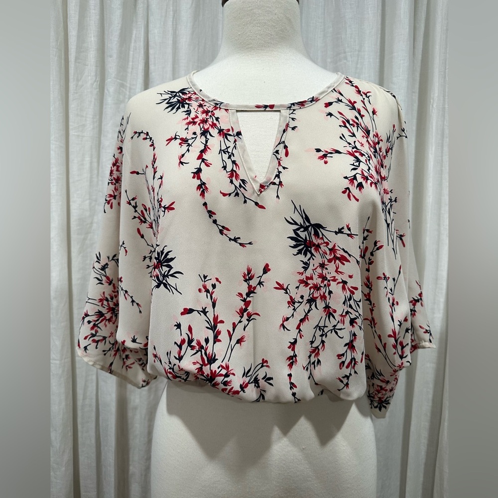 Sienna Sky Cream Floral V-Neck Blouse XS